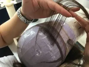 ventilating, knotting human hair, hand tied wig