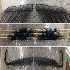 ventilated facial hair, perming, setting rods
