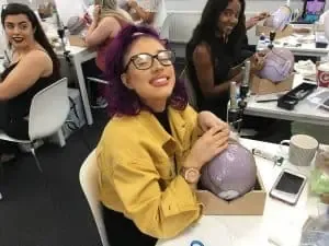 wig making student, wig making joy, wig making studio, wig making school